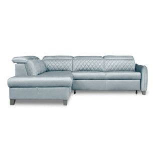 Coltar Extensibil Cu Otoman Stanga Cu Lada Tiago, 5 Locuri, Tetiere Reglabile, Gri, 255 Cm