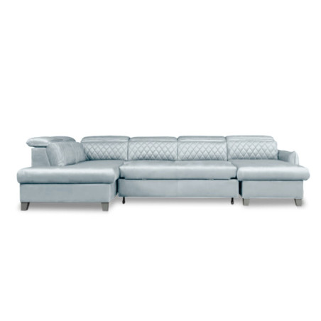 Coltar U Extensibil Cu Lada Tiago, Stanga, 6 Locuri, Tetiere Reglabile, Gri, 330 Cm-01
