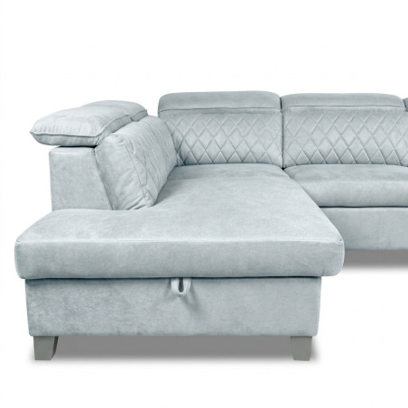 Coltar U Extensibil Cu Lada Tiago, Stanga, 6 Locuri, Tetiere Reglabile, Gri, 330 Cm-01
