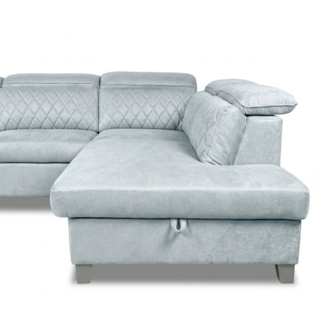 Coltar U Extensibil Cu Lada Tiago, Dreapta, 6 Locuri, Tetiere Reglabile, Gri 330 Cm-01