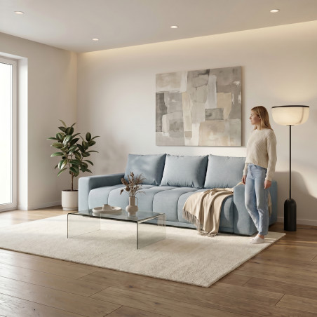 Canapea Extensibila Green, 3 locuri, Lada Depozitare, Gri deschis, Caleido Icegrey, 240 Cm-01