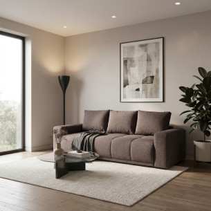 Canapea Extensibila Green, 3 locuri, Lada Depozitare, Maro, Caleido Brown, 240 Cm