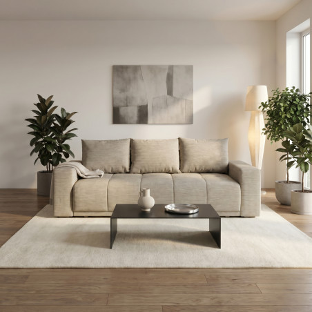 Canapea Extensibila Green, 3 locuri, Lada Depozitare, Bej, Stelar 16, 240 Cm-01