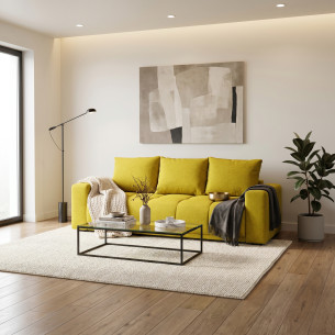 Canapea Extensibila Green, 3 locuri, Lada Depozitare, Galben, Otusso 14, 240 Cm