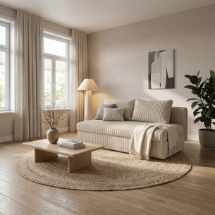 Canapea Extensibila Milo, 3 Locuri, Lada Depozitare, Crem