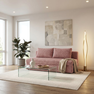 Canapea Extensibila Milo, 3 Locuri, Lada Depozitare, Roz