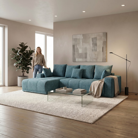 Coltar Cu Insula Dreapta Green, 5 Locuri, Lada Depozitare, Albastru, Cashmere 75, 280 Cm-01