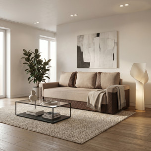 Canapea Extensibila Torino Lift Cu Lada Maro, 233 x 72 x 92 Cm