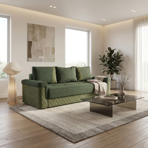 Canapea Extensibila Torino Lift Cu Lada Depozitare, Verde, 233 x 72 x 92 Cm