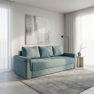 Canapea Extensibila Cu Lada Torino Lift Albastru, 233 x 92 Cm