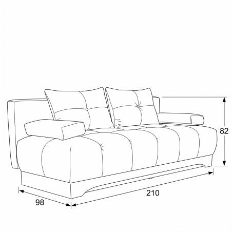 Canapea Extensibila Dali, 3 Locuri, Lada Depozitare, Albastru, 210 Cm-01