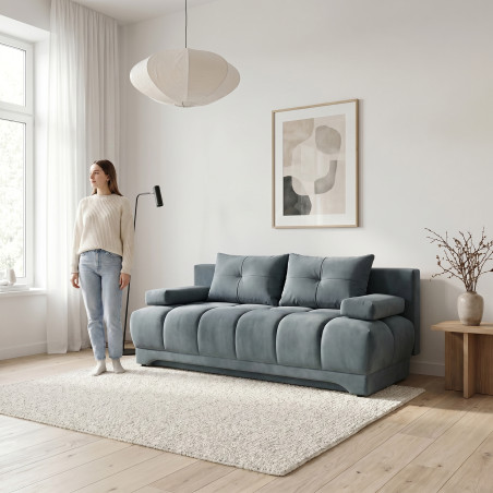 Canapea Extensibila Dali, 3 Locuri, Lada Depozitare, Albastru, 210 Cm-01