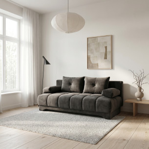 Canapea Extensibila Dali, 3 Locuri, Lada Depozitare, Gri Inchis, 210 Cm