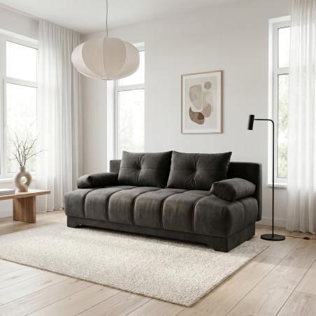Canapea Extensibila Dali, 3 Locuri, Lada Depozitare, Gri Inchis, 210 Cm-01