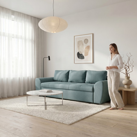 Canapea Extensibila Lorena Lux, 3 Locuri, Spatiu Depozitare, Albastru Deschis, 250 Cm-01