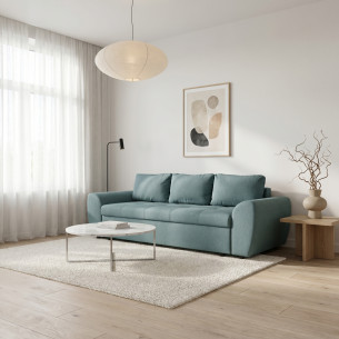 Canapea Extensibila Lorena Lux, 3 Locuri, Spatiu Depozitare, Albastru Deschis, 250 Cm