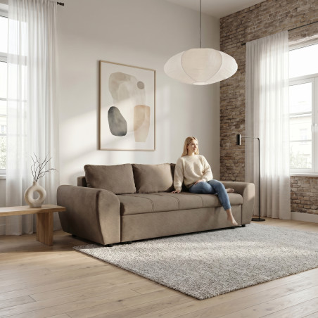 Canapea Extensibila Lorena Lux, 3 Locuri, Spatiu Depozitare, Maro, 250 Cm-01