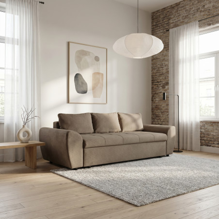 Canapea Extensibila Lorena Lux, 3 Locuri, Spatiu Depozitare, Maro, 250 Cm-01