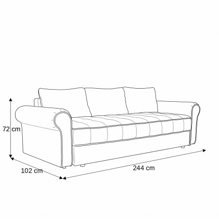 Canapea Extensibila Venezia, 3 Locuri, Lada Depozitare, Maro, 244 Cm-01
