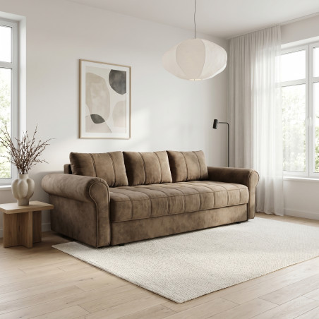 Canapea Extensibila Venezia, 3 Locuri, Lada Depozitare, Maro, 244 Cm-01