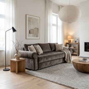 Canapea Extensibila Venezia, 3 Locuri, Lada Depozitare, Gri, 244 Cm