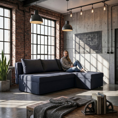 Coltar Extensibil Cu Lada, Blue Interschimbabil Stanga/Dreapta, Albastru Icon 79, 220 X 80 X 155 Cm-01