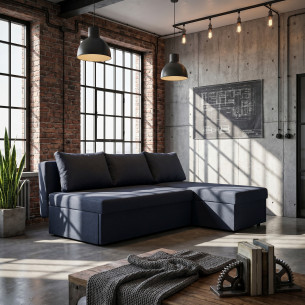 Coltar Extensibil Cu Lada, Blue Interschimbabil Stanga/Dreapta, Albastru Icon 79, 220 X 80 X 155 Cm