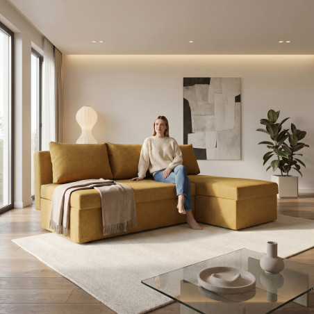 Coltar Extensibil Cu Lada, Blue Interschimbabil Stanga/Dreapta, Galben ICON 45, 220 X 80 X 155 Cm-01