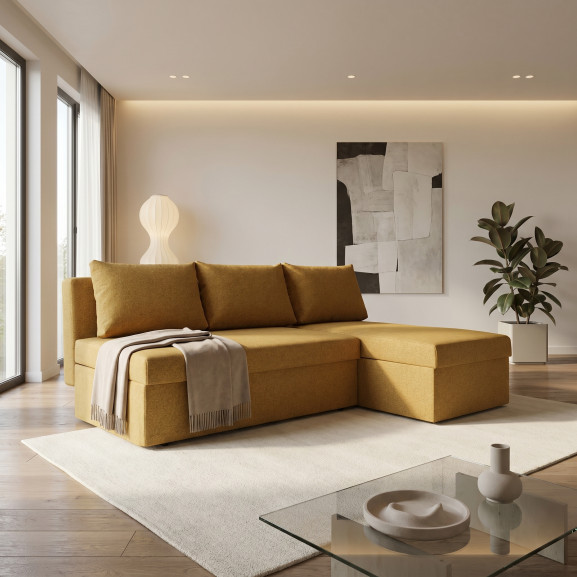 Coltar Extensibil Cu Lada, Blue Interschimbabil Stanga/Dreapta, Galben ICON 45, 220 X 80 X 155 Cm