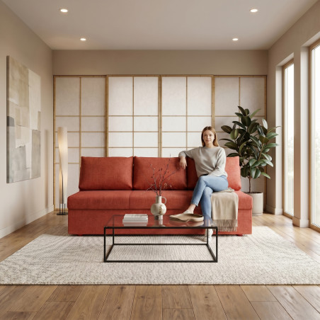 Canapea Extensibila Blue, Cu Lada Depozitare, 3 Locuri, Rosu Savana Rust, 191 Cm-01