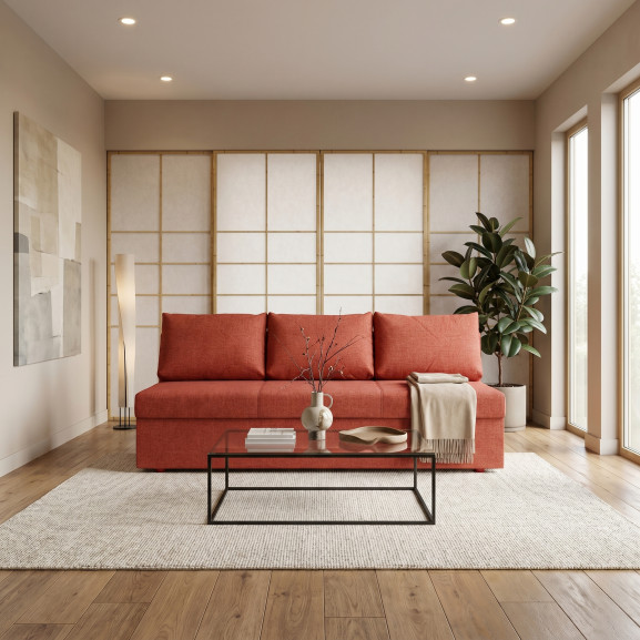 Canapea Extensibila Blue, Cu Lada Depozitare, 3 Locuri, Rosu Savana Rust, 191 Cm