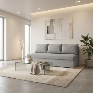 Canapea Extensibila Blue, Cu Lada Depozitare, 3 Locuri, Gri Deschis, Luis 83, 191 Cm