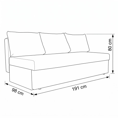 Canapea Extensibila Blue, Cu Lada Depozitare, 3 Locuri, Luis 68, 191 Cm-01