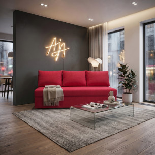 Canapea Extensibila Blue, Cu Lada Depozitare, 3 Locuri, Rosu, Cayenne Rosu 191 Cm