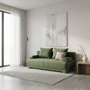 Canapea Extensibila Parma Cu Lada Verde Si Galben, 205 x 80 x 98 Cm