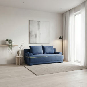 Canapea Extensibila Cu Lada Depozitare Parma, Albastru, 205 x 80 x 98 Cm