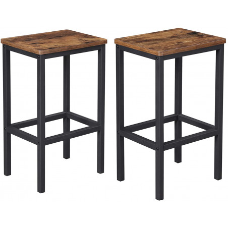 Set 2 Scaune De Bar Vintage Maro Rustic Si Negru, 40 Cm-01