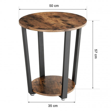 Masa Cafea Vintage Rotunda, Maro Rustic 50 Cm-01