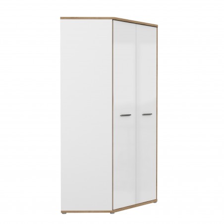 Dulap colt Chicory, Stejar Riviera si alb si alb super lucios, 103.3 cm-01