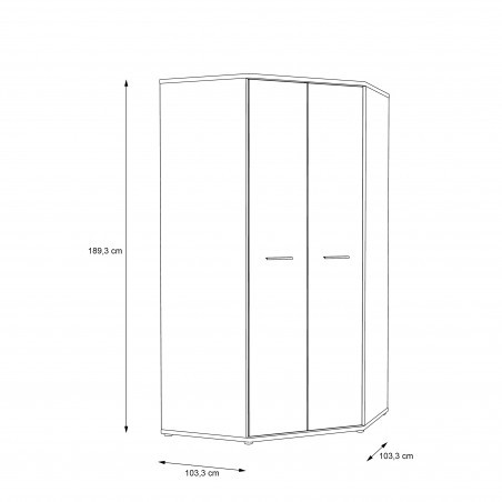 Dulap colt Chicory, Stejar Riviera si alb si alb super lucios, 103.3 cm-01