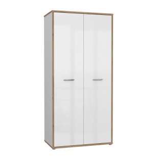 Dulap Chicory, 2 Usi, Stejar Riviera si Alb Super Lucios, 94.5 Cm