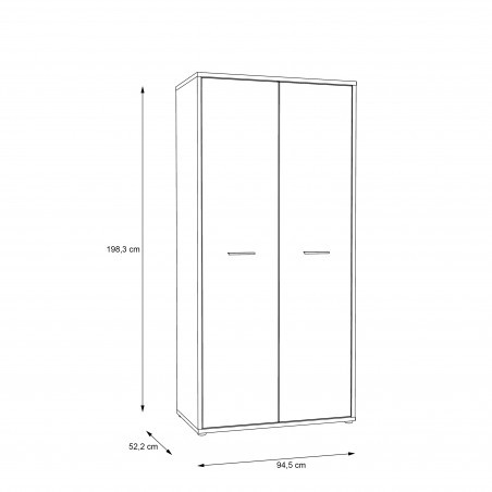 Dulap Chicory, 2 Usi, Stejar Riviera si Alb Super Lucios, 94.5 Cm-01