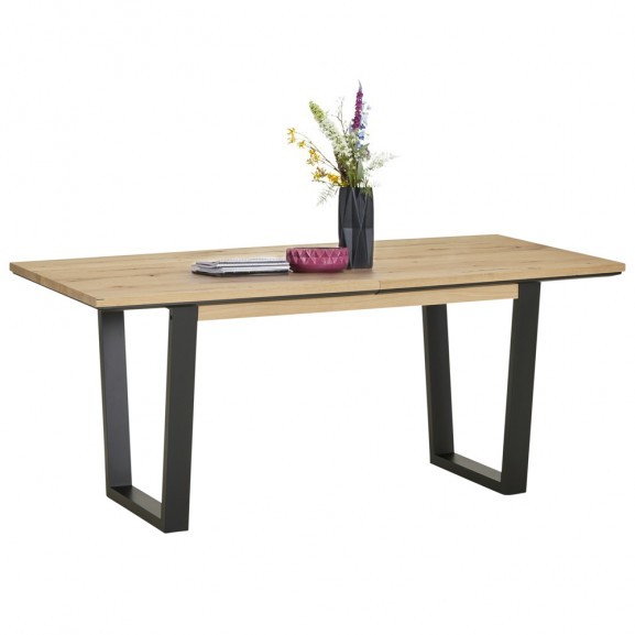 Masa Reno, Extensibila, Smoked Oak, Furnir Din Lemn Masiv, 180/230 x 90 x 77 Cm