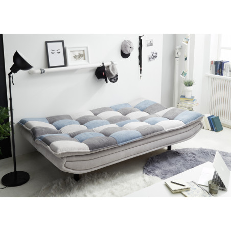 Canapea 3 Locuri Extensibila Patch, Silver Si Denim, 188 X 89 X 90 Cm-01