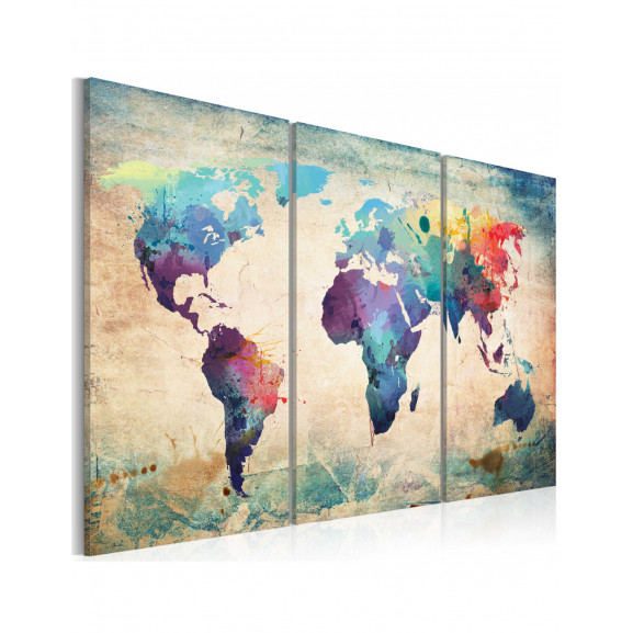 Tablou Rainbow Map (Triptych)