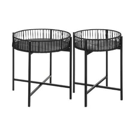 Set 2 Mese Cafea Ratan, Negru, 56.5 x 44 x 54 Cm-01