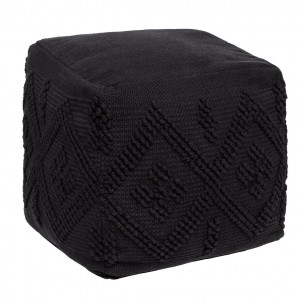 Taburet Pouf Safari, Negru, 45 x 45 x 45 Cm