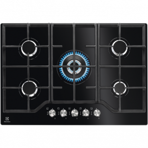 Plita Incorporabila Electrolux KGG7536K, Gaz, 5 Zone De Gatit, Arzator Wok, Aprindere Electrica Integrata, Negru, 75 Cm