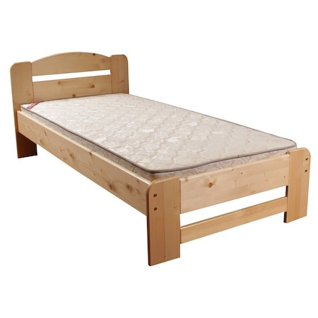 Pat Pumba 3/1, Dimensiune Saltea 90 x 200 Cm, Lemn Masiv, Lacuit, Natur-01