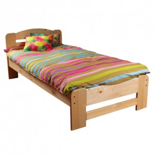 Pat Pumba 3/1, Dimensiune Saltea 90 x 200 Cm, Lemn Masiv, Lacuit, Natur
